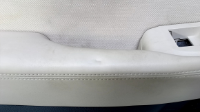 Door trim card front left Subaru Outback 15-19 black with beige insert cloth, armrest beige leather, gray molding structure, handle black matte, scratches, dents, abrasions, for dry cleaning, broken