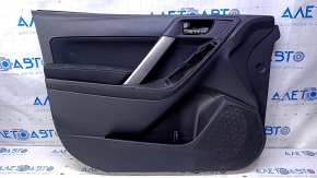 Door trim card front left Subaru Forester 14-18 SJ black with black insert cloth, armrest black cloth, scratches, abrasions