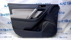 Door trim card front left Subaru Forester 14-18 SJ black with gray insert cloth, armrest gray cloth, scratches, abrasions, for dry cleaning
