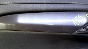 Door trim card front left Cadillac ATS 13- black with black insert leather, armrest black leather, molding black gloss, BOSE, for seat memory, scratches, bumps, broken fastener. scuffs, worn