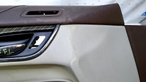 Door trim card front left Cadillac ATS 13- brown with gray insert leather, armrest brown leather, molding under wood gloss, under seat memory, BOSE, cracks on leather, scratches, abrasions,