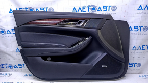 Door trim card front left Cadillac CTS 14- black with black leather insert, armrest black leather, molding dark wood gloss, BOSE, for seat memory, bumps, dents, scratches, scuffs, from