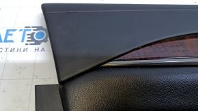 Door trim card front left Cadillac CTS 14- black with black leather insert, armrest black leather, molding dark wood gloss, BOSE, for seat memory, bumps, dents, scratches, scuffs, from