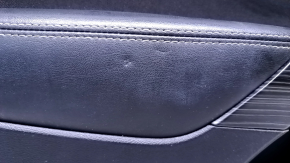 Door trim card front left Jeep Cherokee KL 14-18 black with black insert cloth, armrest black leather, molding wood color, dent, scuffs