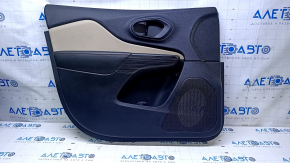 Door trim card front left Jeep Cherokee KL 14-18 black with beige insert leather, armrest black leather, molding dark wood, scuffs, dents, abrasions, for dry cleaning