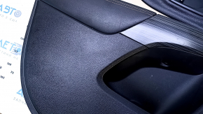 Door trim card front left Jeep Cherokee KL 14-18 black with beige insert leather, armrest black leather, molding dark wood, scuffs, dents, abrasions, for dry cleaning