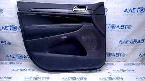Door trim card front left Jeep Grand Cherokee WK2 14-21 black with black insert leather, armrest black leather, molding black wood mat, for seat memory, tear, dent, scratches, abrasions