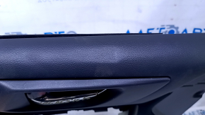 Door trim card front left Subaru Legacy 15-19 black with black insert cloth, armrest black leather, gray molding structure, handle chrome, scratches, dents, scuffs, abrasions