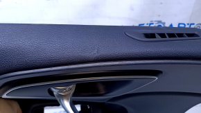 Door trim card front left Chrysler 200 15-17 black with black insert leather, armrest black leather, molding under the tree black structure, dents, scuffs, abrasions, scratches