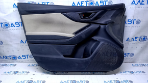 Door trim card front left Subaru Impreza 17- GK black with gray insert cloth, armrest gray leather, molding carbon, scratches, nicks, pokes, abrasions, for dry cleaning, used