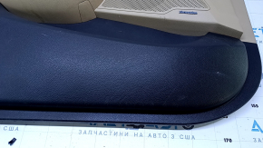 Door trim card front left Hyundai Azera 12-17 beige with black insert, armrest beige leather, molding carbon, DIMENSION, for seat adjustment, scratches, abrasions, pokes Used