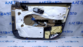 Door trim card front left Hyundai Azera 12-17 beige with black insert, armrest beige leather, molding carbon, DIMENSION, for seat adjustment, scratches, abrasions, pokes Used