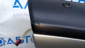 Door trim card front left Mini Cooper Countryman R60 12-16 black with black insert plastic, armrest black rubber, molding gray structure, dent, scuffs, scratches, pokes, used