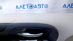 Door trim card front left Dodge Grand Caravan 11-20 gray with black leather insert, armrest black leather, molding black gloss, scuffs, scratches, abrasions, bumps, dents, used