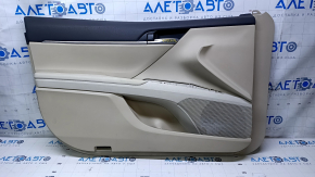 Door trim card front left Toyota Camry v70 18- beige with beige insert plastic, armrest gray rubber, molding chrome, dent, scratches, abrasions, without backlight, used