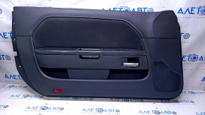 Door trim card front left Dodge Challenger 09-14 prerest black with black insert cloth, armrest black leather, handle trim carbon, pokes, scratches, abrasions, scuffs Used
