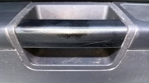 Door trim card front left Dodge Challenger 09-14 prerest black with black insert cloth, armrest black leather, handle trim carbon, pokes, scratches, abrasions, scuffs Used
