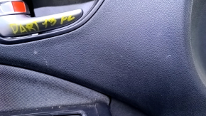 Door trim card front left Dodge Dart 13-16 black with black mesh cloth insert, black leather armrest, under the gas tank flap opening button, scratches, abrasions, bumps, scuffs, breakage of fasteners