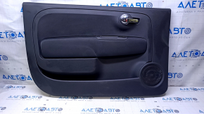Door trim card front left Fiat 500 12-17 black with black insert plastic, armrest black cloth, scratches, scuffs, abrasions Used