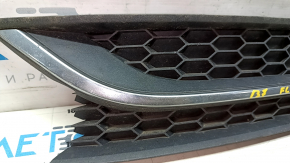 Front bumper grille left VW Passat b7 12-15 USA without fog lights, with molding, sand on molding, broken fasteners, used