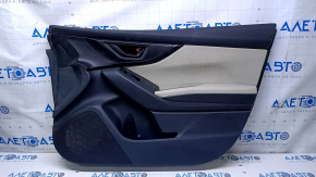 Door trim card front right Subaru Impreza 17- GK black with gray insert cloth, armrest gray leather, molding handle carbon, dents, bumps, scuffs, abrasions, scratches Used