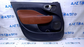 Door trim card front left Fiat 500L 14 - black with brown insert leather, armrest brown leather, scuffs, scratches, dents Used