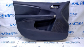 Door trim card front left Dodge Journey 11- black with black insert leather, armrest black leather, black stitching, dents, abrasions, bumps, scratches Used