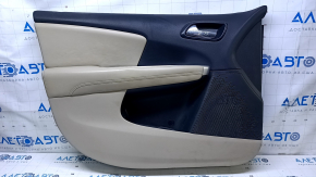 Door trim card front left Dodge Journey 11- black with light beige insert leather, armrest beige leather, beige stitching, scuffs, scratches Used