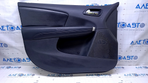 Door trim card front left Dodge Journey 11- black with black insert leather, armrest black leather, black stitching, dent, scuff, abrasions, scratches Used