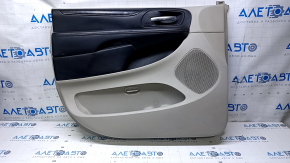 Door trim card front left Dodge Grand Caravan 11-20 gray with black leather insert, armrest black leather, molding black gloss, scratches, abrasions, butt used