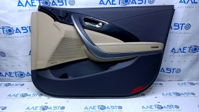 Door trim card front right Hyundai Azera 12-17 beige with black insert, armrest beige leather, molding carbon, DIMENSION, for seat adjustment, scratches, abrasions Used