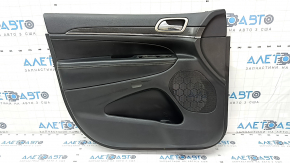 Door trim card front left Jeep Grand Cherokee WK2 17- black with black insert leather, armrest black leather, molding black wood mat, under seat memory, tear, scratches, whitened plastic Used