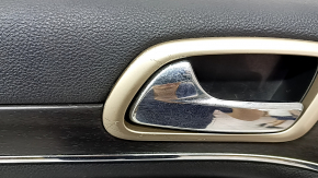 Door trim card front left Jeep Grand Cherokee WK2 17- black with black insert leather, armrest black leather, molding black wood mat, under seat memory, tear, scratches, whitened plastic Used