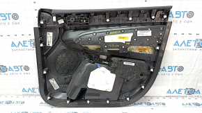 Door trim card front left Jeep Grand Cherokee WK2 17- black with black insert leather, armrest black leather, molding black wood mat, under seat memory, tear, scratches, whitened plastic Used