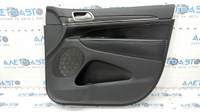 Door trim card front right Jeep Grand Cherokee WK2 17- black, with black insert leather, armrest leather, molding with chrome, under matt black wood, scratches used