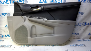 Door trim card front right Toyota Camry v50 12-14 usa gray with black insert leather, armrest gray leather, plastic turned white, scuffs, scratches, nicks Used