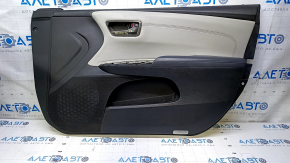 Door trim card front right Toyota Avalon 13-18 black with gray insert, gray leather armrest, defect on armrest leather, scuffs, scratches Used