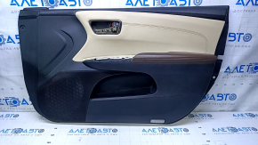Door trim card front right Toyota Avalon 13-18 black with beige insert, armrest brown leather, scuffs used