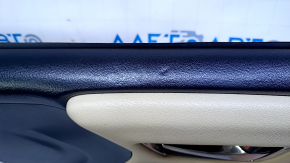 Door trim card front right Toyota Avalon 13-18 black with beige insert, armrest brown leather, no backlight, leather defect on armrest, dent, scuffs Used