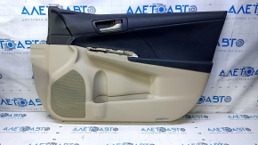 Door trim card front right Toyota Camry v50 12-14 usa beige with black insert plastic, armrest beige leather, dents, scratches, abrasions Used