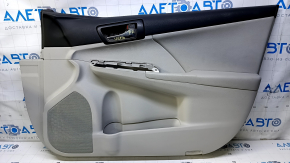 Door trim card front right Toyota Camry v50 12-14 usa gray with gray insert leather, armrest gray leather, scratch, scuff used