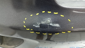 Front bumper bare top part under the trim Jeep Grand Cherokee WK2 17- graphite, dented, torn, scratches, broken guide, non-factory holes Used