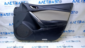 Door trim card front right Mazda 6 13-15 Sport black gray insert cloth, armrest black leather, chrome insert, dents, abrasions, scratches, for dry cleaning