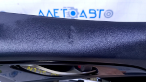 Door trim card front right Mazda 3 14-18 BM black with black insert cloth, molding black gloss, armrest black leather, dent, scratches, abrasions, crack in the body