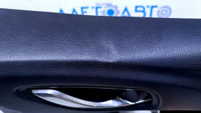 Door trim card front right Mazda 6 13-15 Touring black with beige insert leather, armrest black leather, BOSE, chrome insert, armrest dented, dent, scratches, abrasions