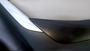 Door trim card front right Mazda 6 13-15 Touring black with beige insert leather, armrest black leather, BOSE, chrome insert, armrest dented, dent, scratches, abrasions
