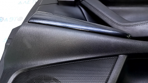 Door trim card front right Mazda CX-9 16- black with black insert leather, armrest black leather, molding gray structure, dent, abrasions, scratches, crack in the body