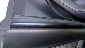 Door trim card front right Mazda CX-9 16- black with black insert leather, armrest black leather, molding gray structure, dent, abrasions, scratches, crack in the body