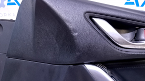 Door trim card front right Mazda 6 16-17 black with black insert leather, armrest black leather, chrome insert, scratches, dents, abrasions