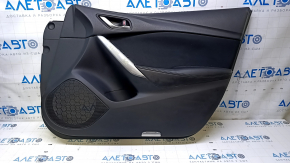Door trim card front right Mazda 6 13-15 black with black insert cloth, armrest black leather, chrome insert, scratches, dents, abrasions